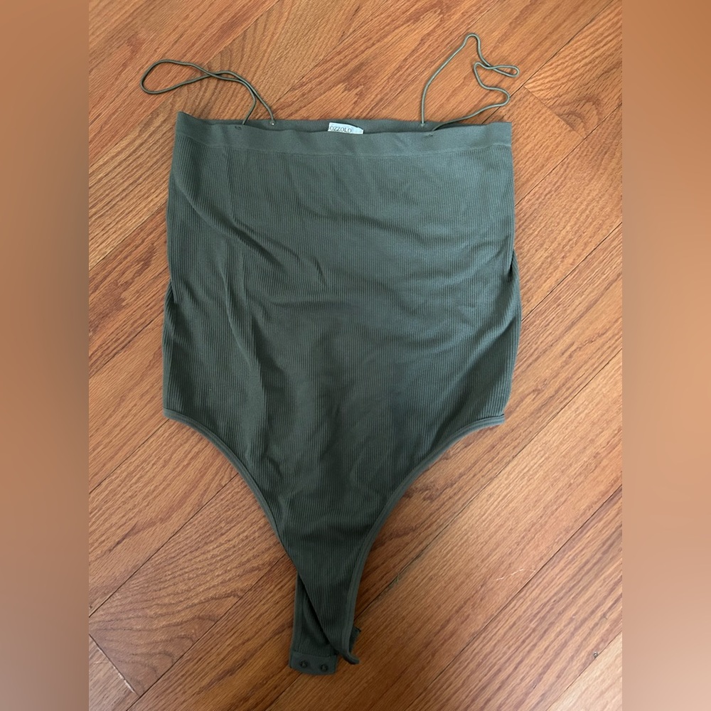 Green Ribbed Body Suit